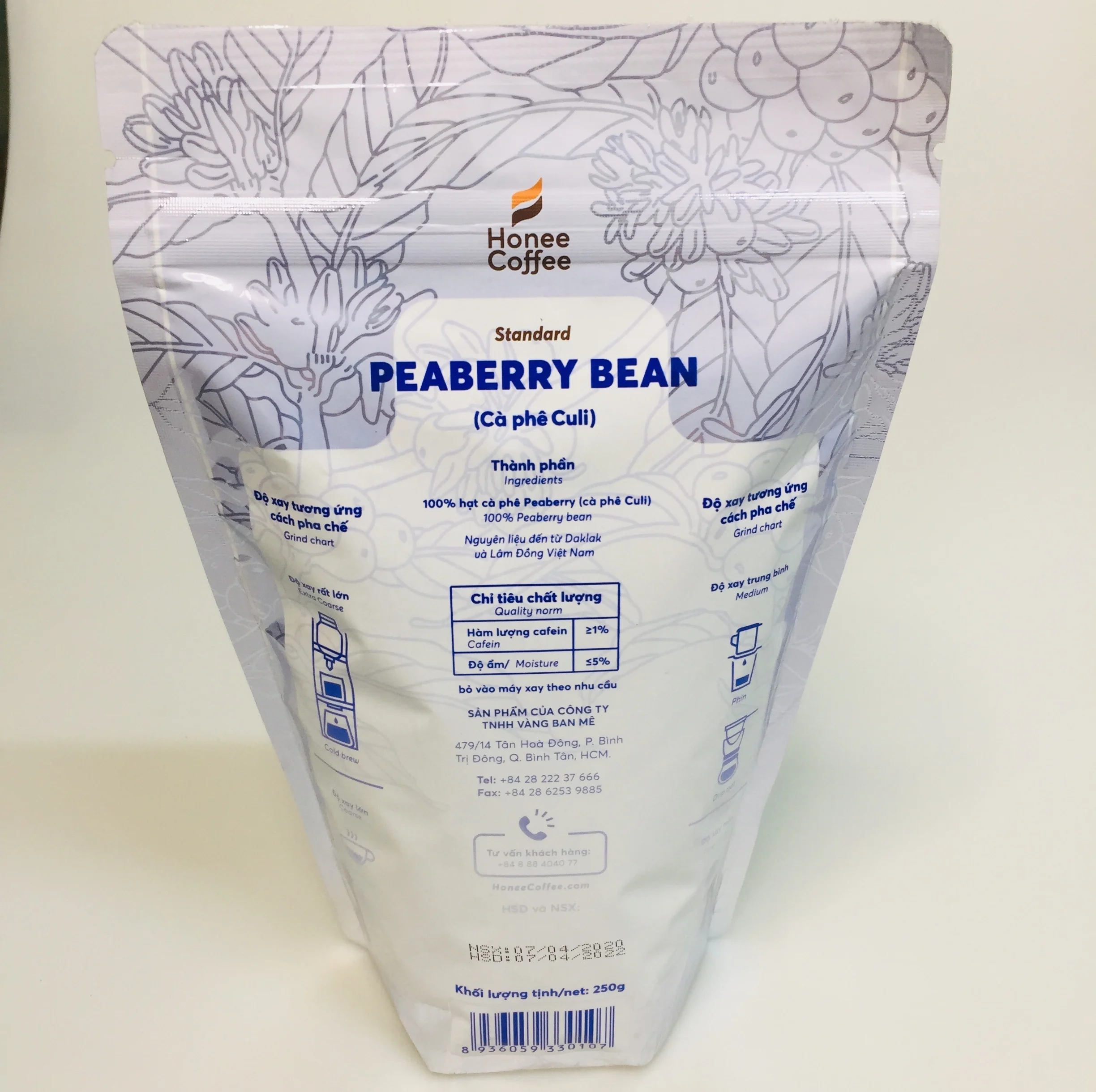  Peaberry жареные зерна цельного кофе 100% из Вьетнамского среднего обжарки 250 г 2021