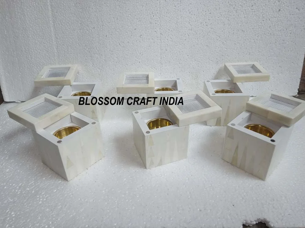 Beautiful Ramadan Special Mother Pearl Inlay Incense Oud Bakhoor Burner Mubkhar Wood Seed Material Sandalwood Tealight Holder