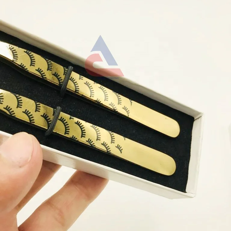 High Quality Custom Logo Printed sustainable Steel Eyelash Extension Tweezers Transparent Eyelash Paper Pointed Tip Type