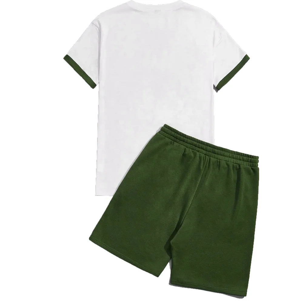 Mens Tee Shirt Short Set Custom Logo Summer 2 Piece Twin Set Thin Quick Drying Sportswear Short Sleeve Jogging Wear Tee OEM