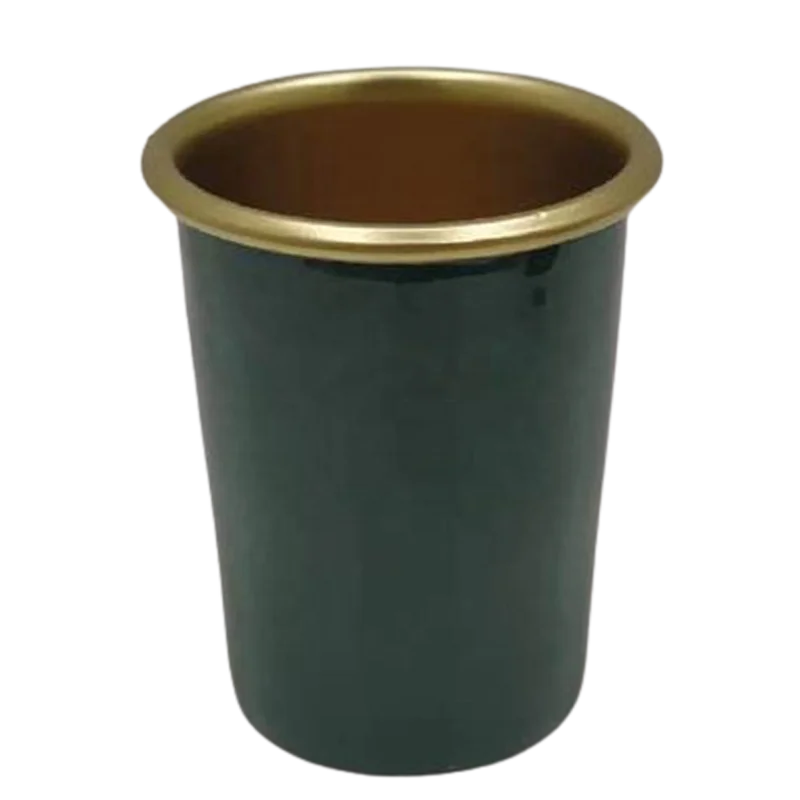 Aluminum Round Desktop Planter Terrazzo White Enamil And Copper Color American Design Indoor Planter For Garden Also Handmade