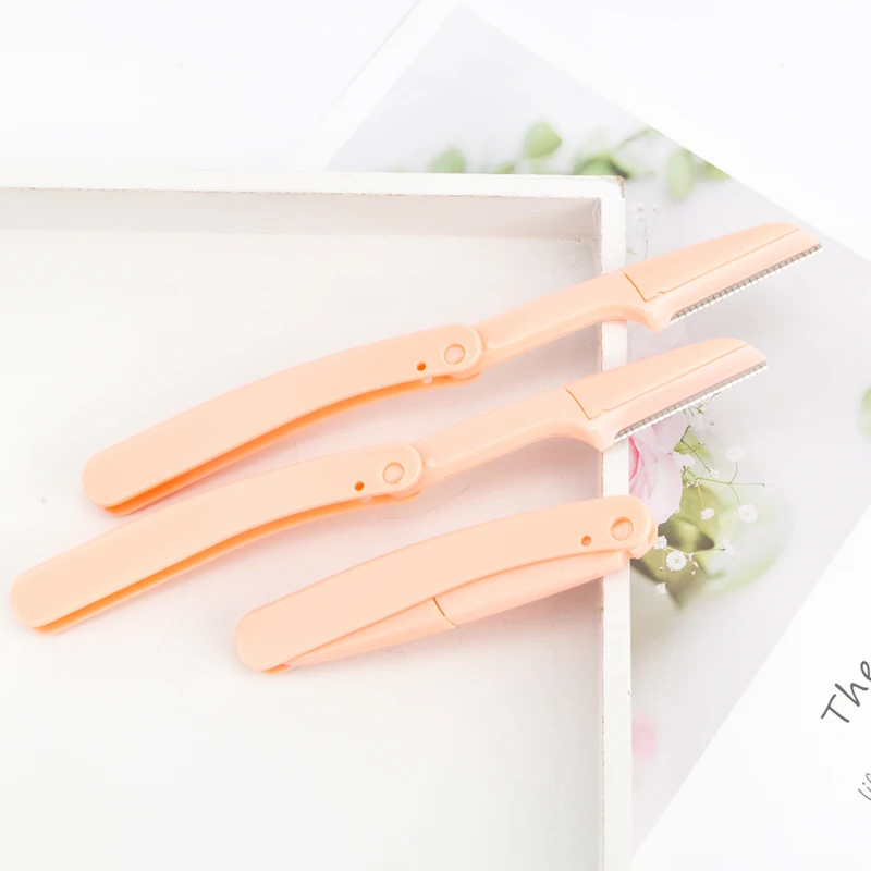 Hot sale Women Eyebrow Razor eyebrow razor foldable 2 in one Stainless Steel Razor Set Wholesale Eyebrow Trimmer