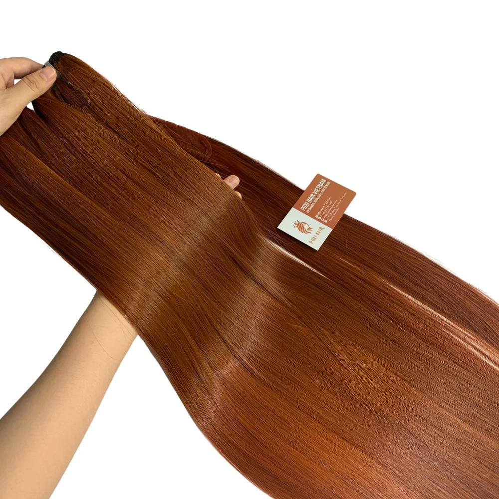 Best Quality Raw Vietnamese Human Hair Wigs Super Standard Long Hair Bunt Orange Color Bone Straight Hair Bundles Gluless Wigs