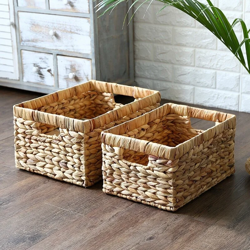 Wholesale woven fruit and vegetable hamper organizer storage water hyacinth baskets of as a basket homme gift bathroom set