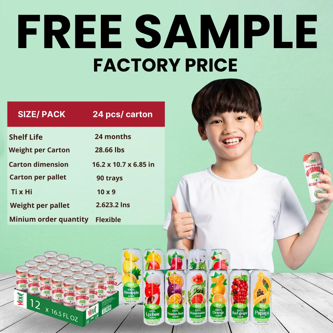 VINUT Vietnam Juice Drink with Pulp 490ml  Sugar-Free, Free Sample, Private Label, OEM/ODM Vietnam