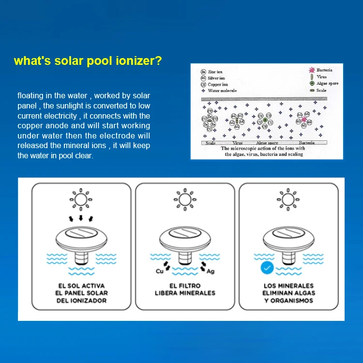Competitive Price Swimming Pool Water Filter Solar Ionizer Cleaner for Water Park