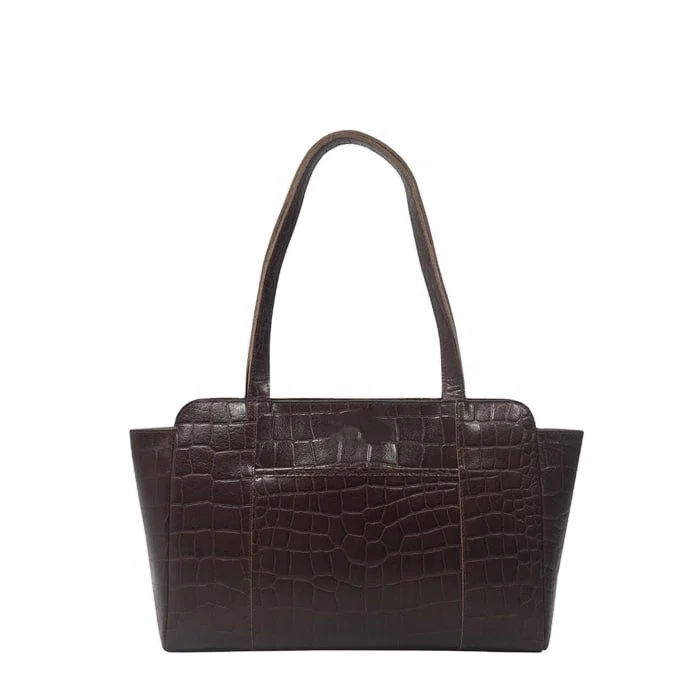 Two-toned vintage croc Italian polished finish genuine leather Handbag Vintage style Top Indian Supplier