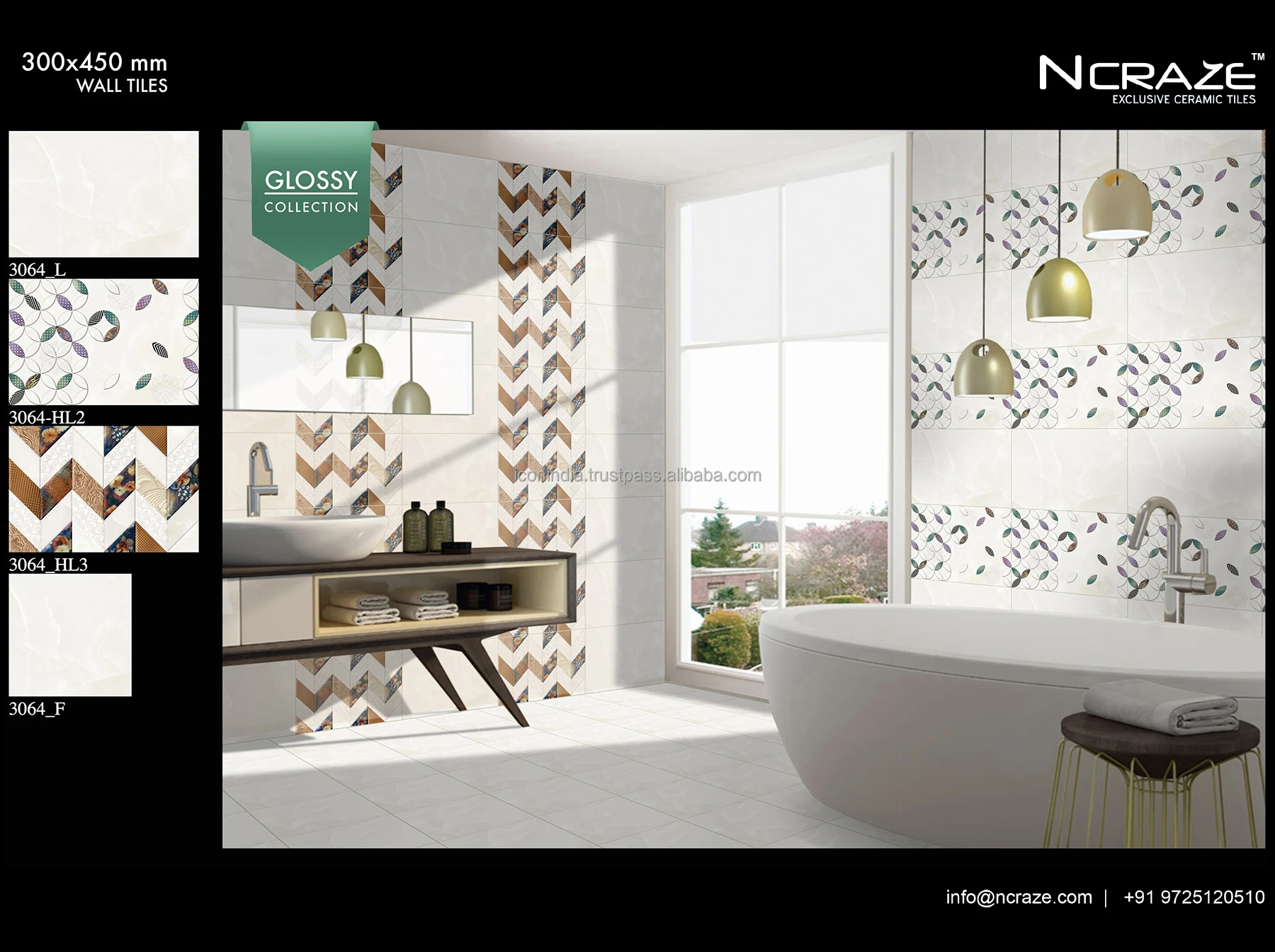 Керамическая настенная плитка по очень низкой цене размером 300x450 мм с глазурованной глянцевой отделкой для