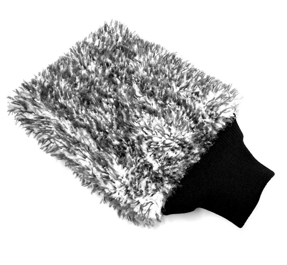 CRAZY  KOREAN Microfiber CAR WASH MITT LONG PILE VISCOSE BLUE SCRATCH FREE
