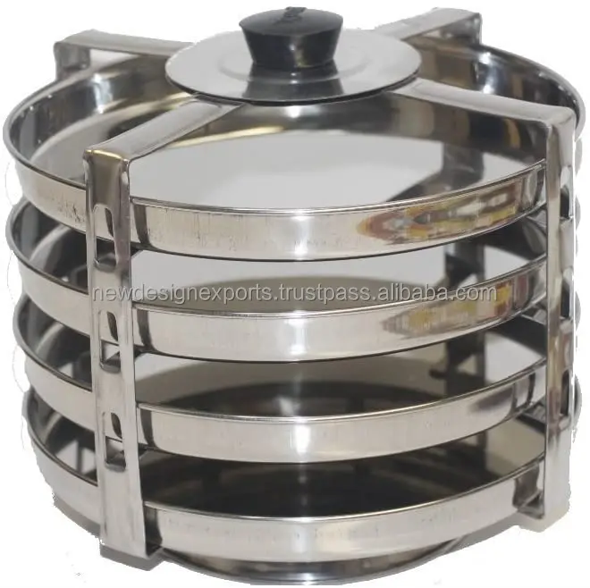 4 Plates Stainless Steel Dhokla Stand Thatte Idli Stand Can Be Used WIth Any Cooker Or Steamer