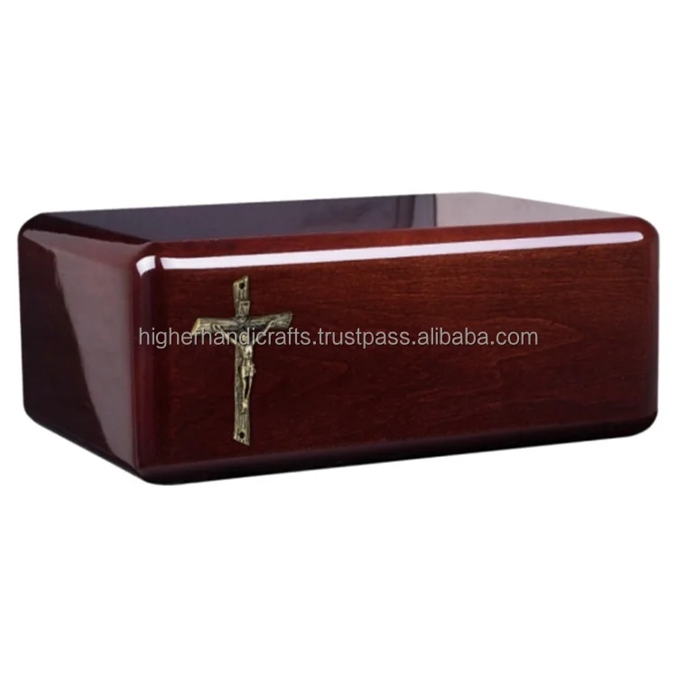 Celtic Cross Wood Cremation Urn for Ashes Cherry Finish Square Shape Human & Pet Burial Urns Funeral Supplies