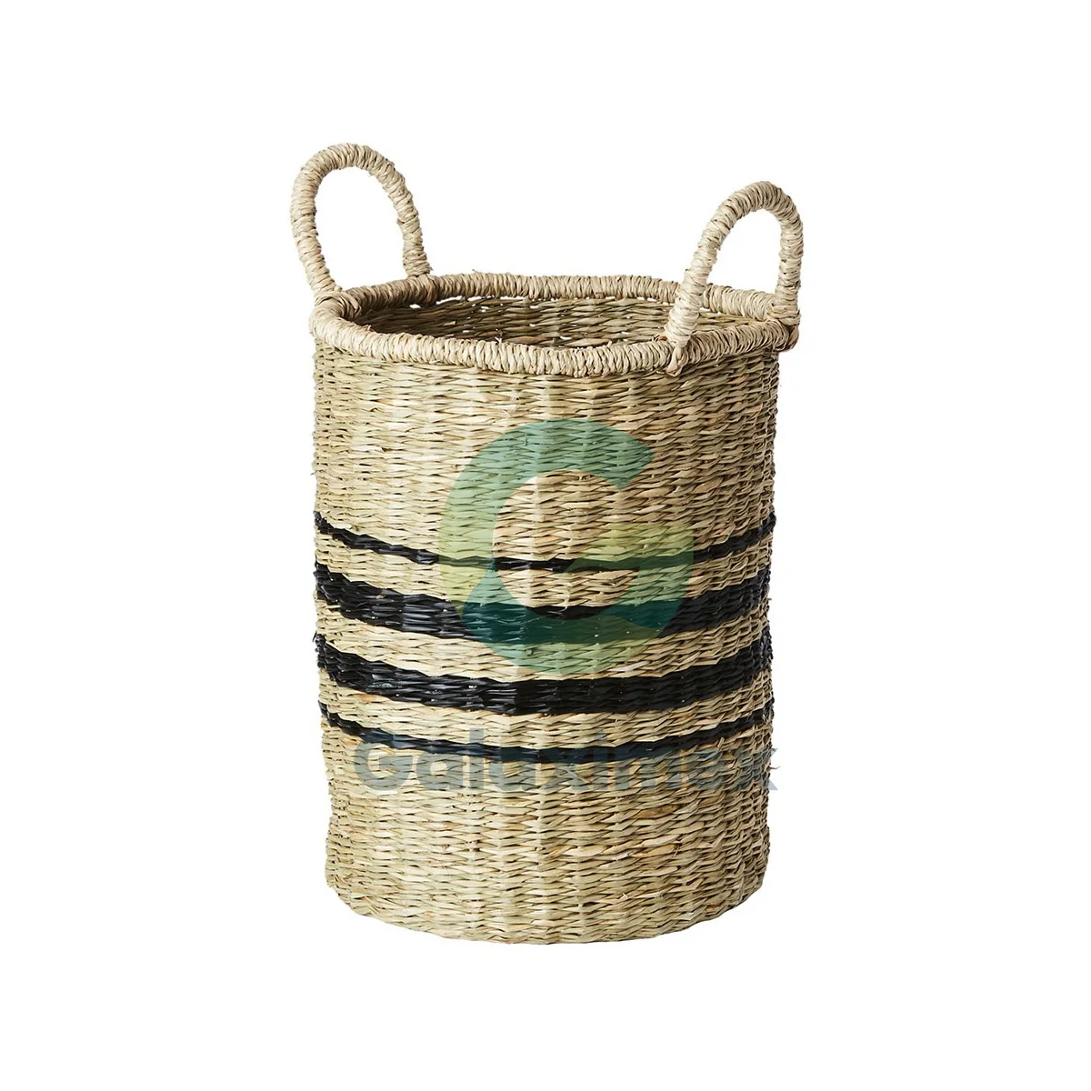 2024 Vietnam-Made Wicker Storage Baskets Seagrass Bamboo and Rattan Food Vegetable Basket with Canvas Handle for Gifts Toys