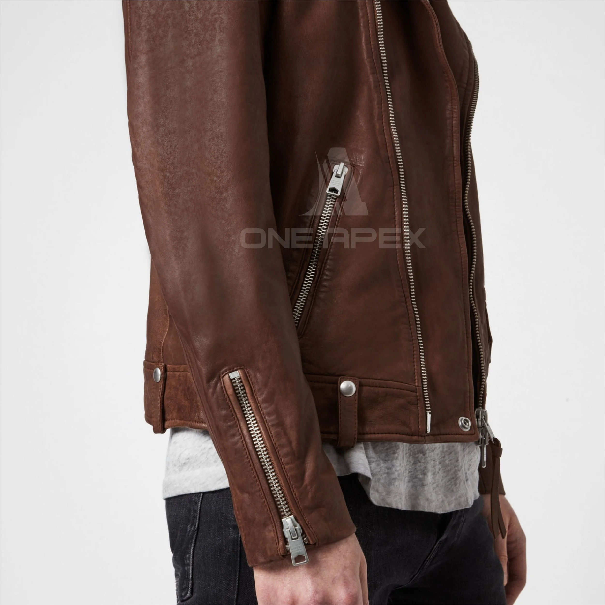 Dark Brown Real Sheep Leather Jackets for Men Top Notch Design High Quality Original Customized Biker Leather Jacket For Men