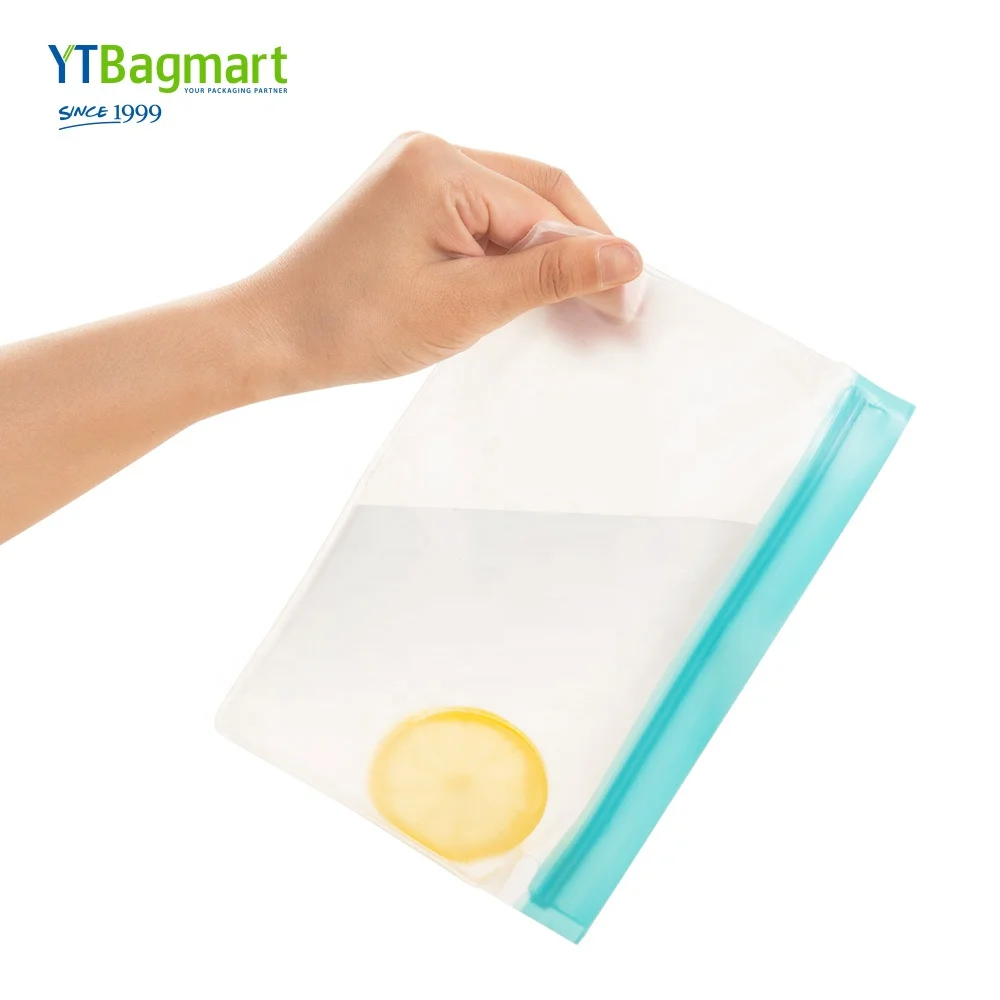 Reusable Leakproof PEVA Food Storage Bags Snack Ziplock Silicone Bag Flat PEVA Freezer Bags