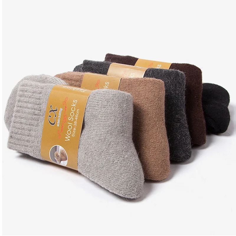 Wholesale Winter Solid Color Thick Warm Wool Socks Adults Cozy Thermal Wool Men Socks