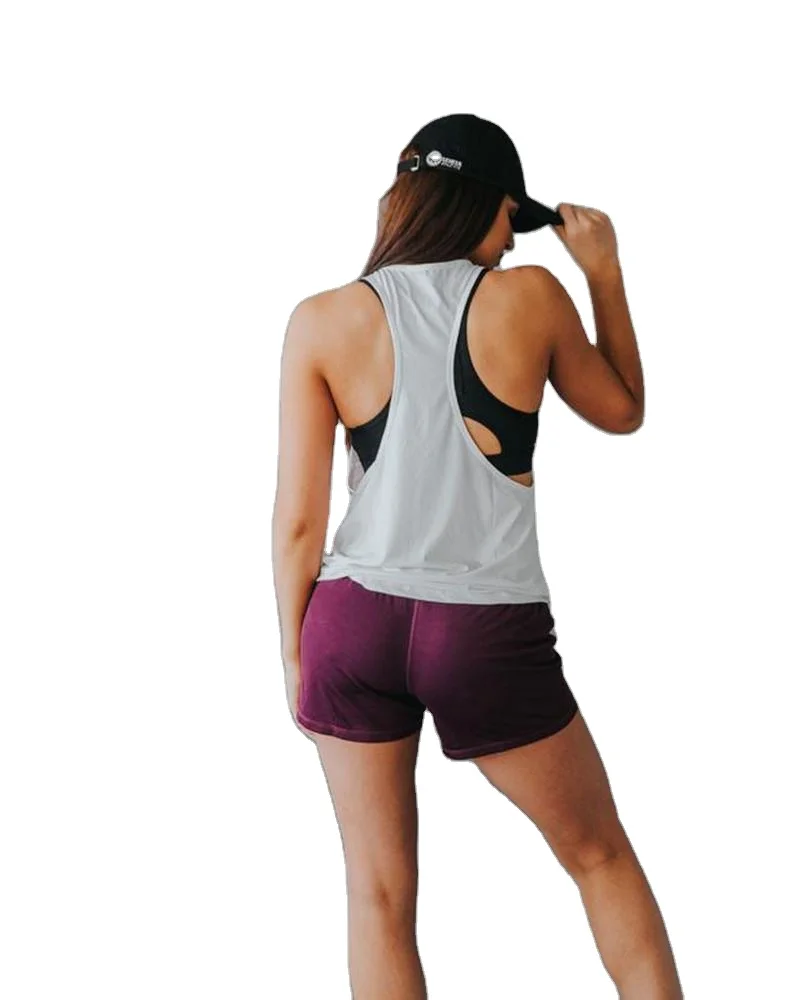 Оптовая продажа, хлопковая 100% для фитнеса, простая Спортивная дышащая майка для женщин