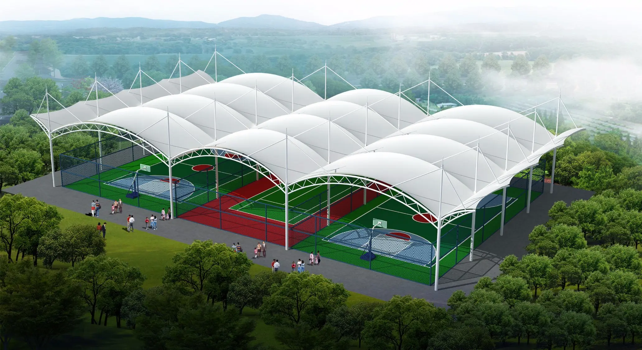 Football field membrane structure stands/ The stadium membrane structure