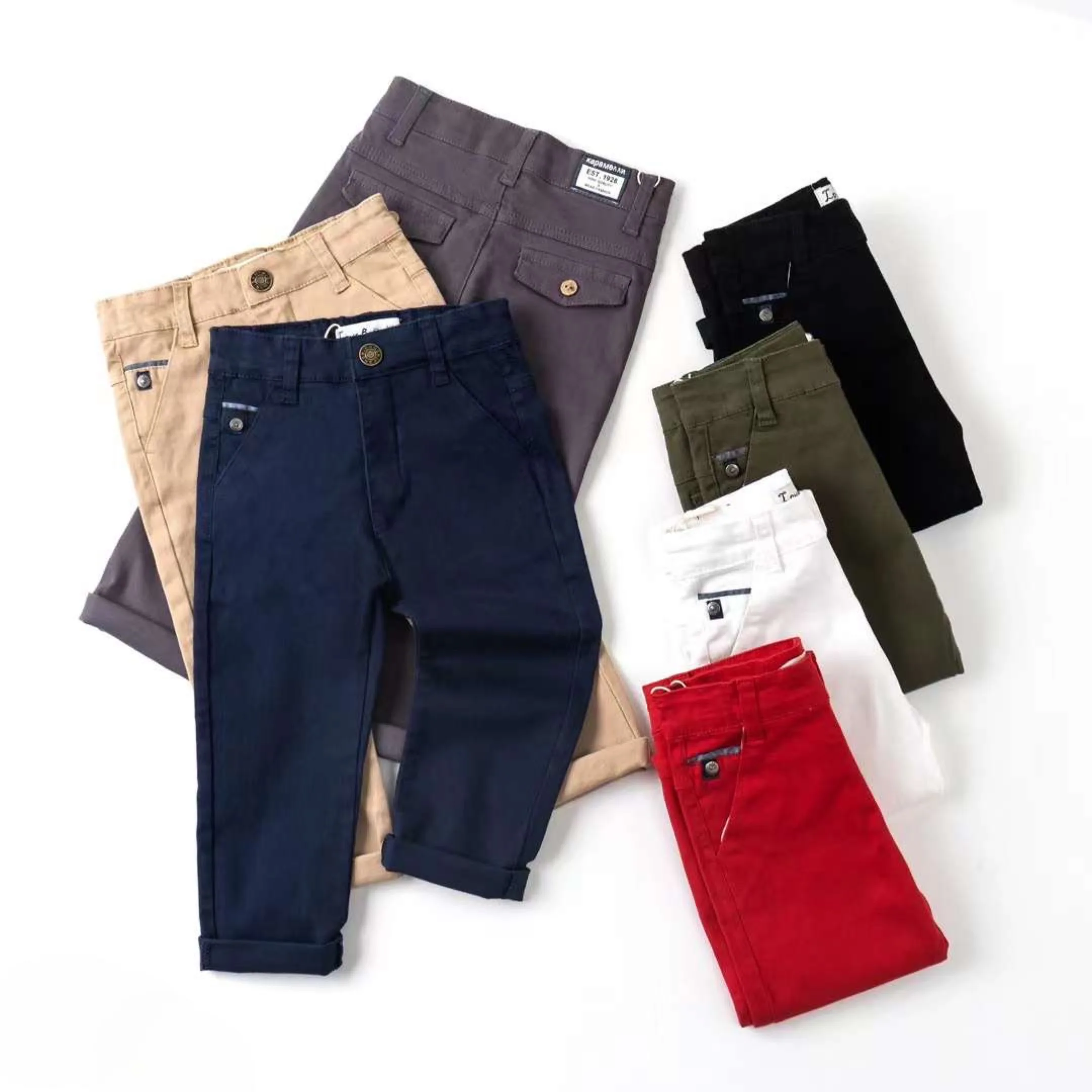 Direct Factory Premium Quality Children Outfit Summer Kids Clothing 100% Cotton Slim Fit Stretch Khaki Chino Pants For Boys