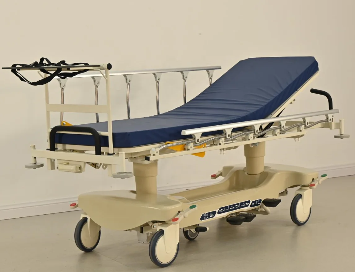 High Quality Hospital Folding Emergency Patient Transfer Trolley Bed with Direct Factory Price