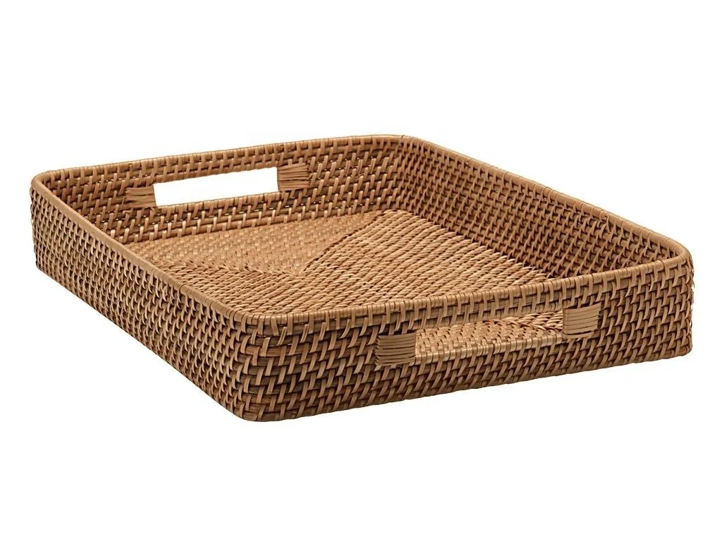 Price Factory Natural Material Bamboo Serving Tray Rattan Storage Tray Made In Vietnam
