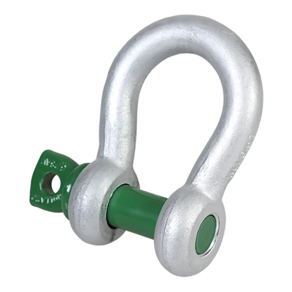 Green Pin G4161 12Ton  Hot Dipped Galvanized Standard Alloy Steel Bow Shackle With Screw Collar Pin Connection Link