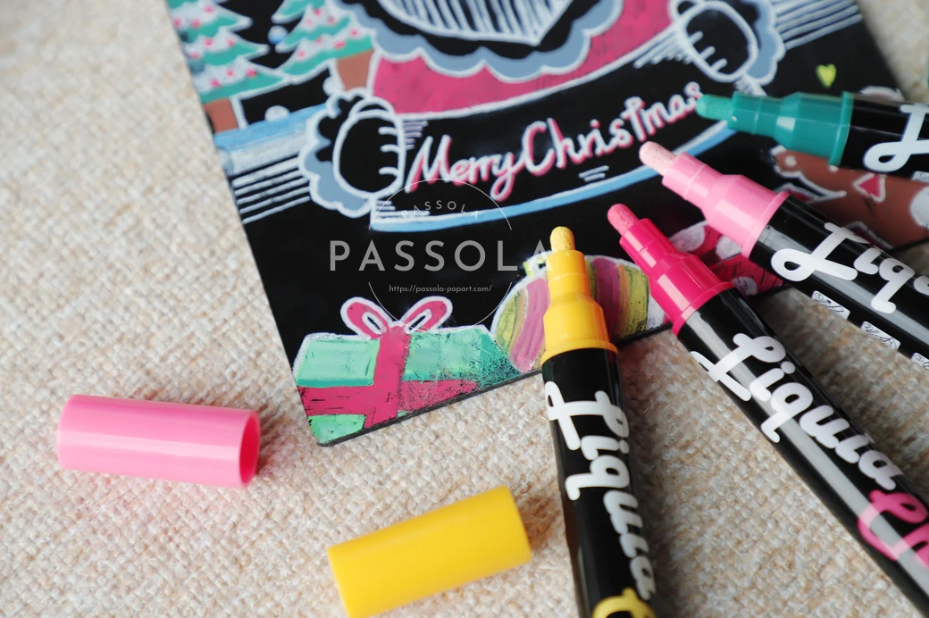 Factory Selling  Parallel Flat Tip Water based Erasable Liquid Chalk Fluorescent Pen 50 colors