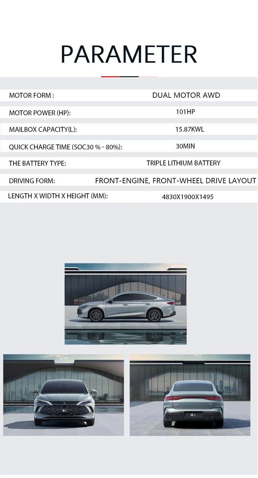 BYD Qin L DM-i 80 km New Four-Door Five-Seater Medium-Sized Plug-in Hybrid Vehicle Chinese Made with Left Steering