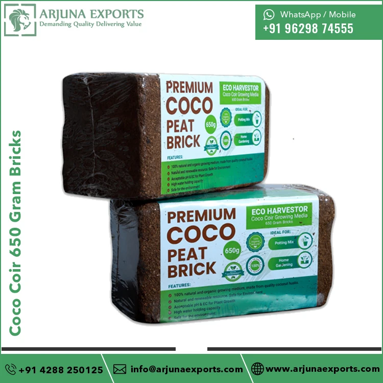 High Grade Quality With Factory Direct Supply of Coconut Coco Peat 650Gram Bricks for Spill Absorption
