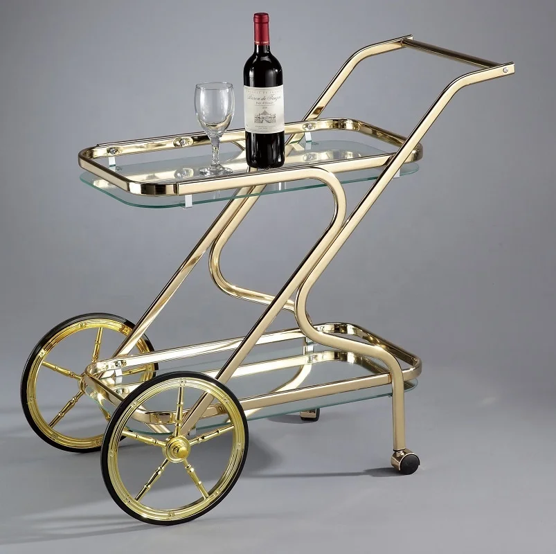 Stylish Bar Serving Trolley with Wheels: Trendy and Convenient Rolling Cart for Drinks