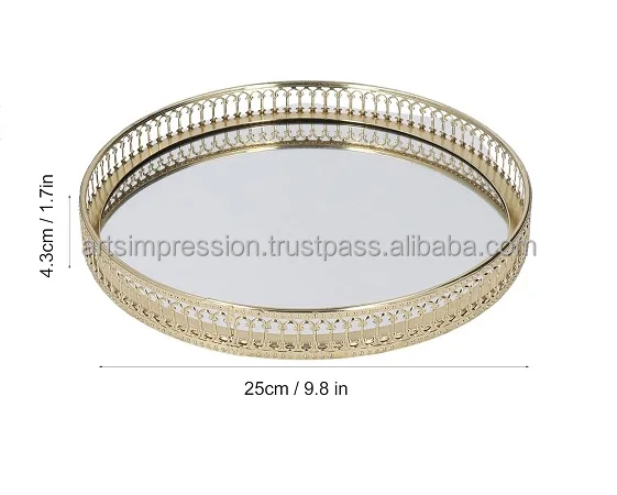 Excellent quality shiny gold polished tray etching design with fine quality aluminium iron material Hot Sale low price good item
