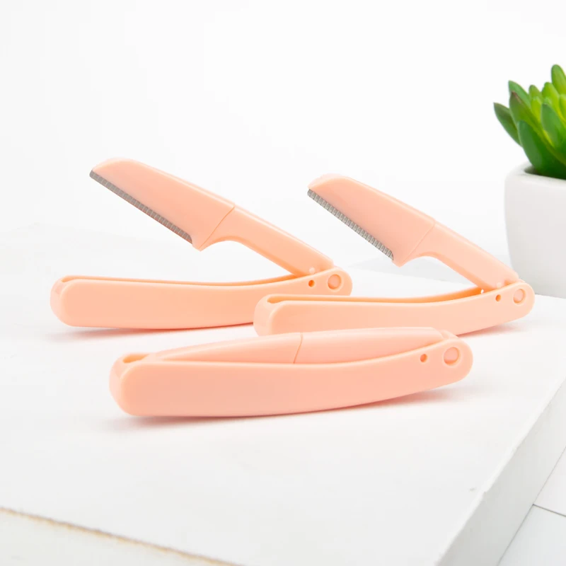 Hot sale Women Eyebrow Razor eyebrow razor foldable 2 in one Stainless Steel Razor Set Wholesale Eyebrow Trimmer