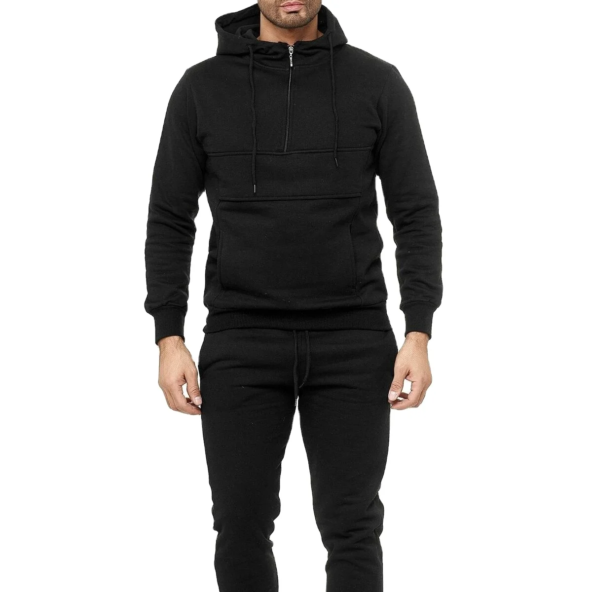 Black Color Boys Outdoor Cotton Fleece Fitness Wear Slim Fit Tracksuits Simple Decent Sweat Suits BY XAPATA SPORTS