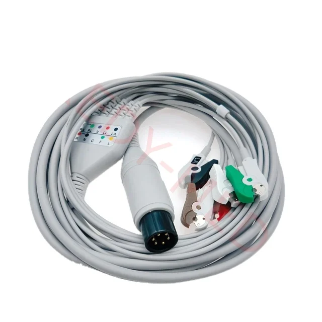 GENERAL/AAMI 6PINS ECG CABLE WITH 5 LEADWIRES AHA for Edan&Mindray