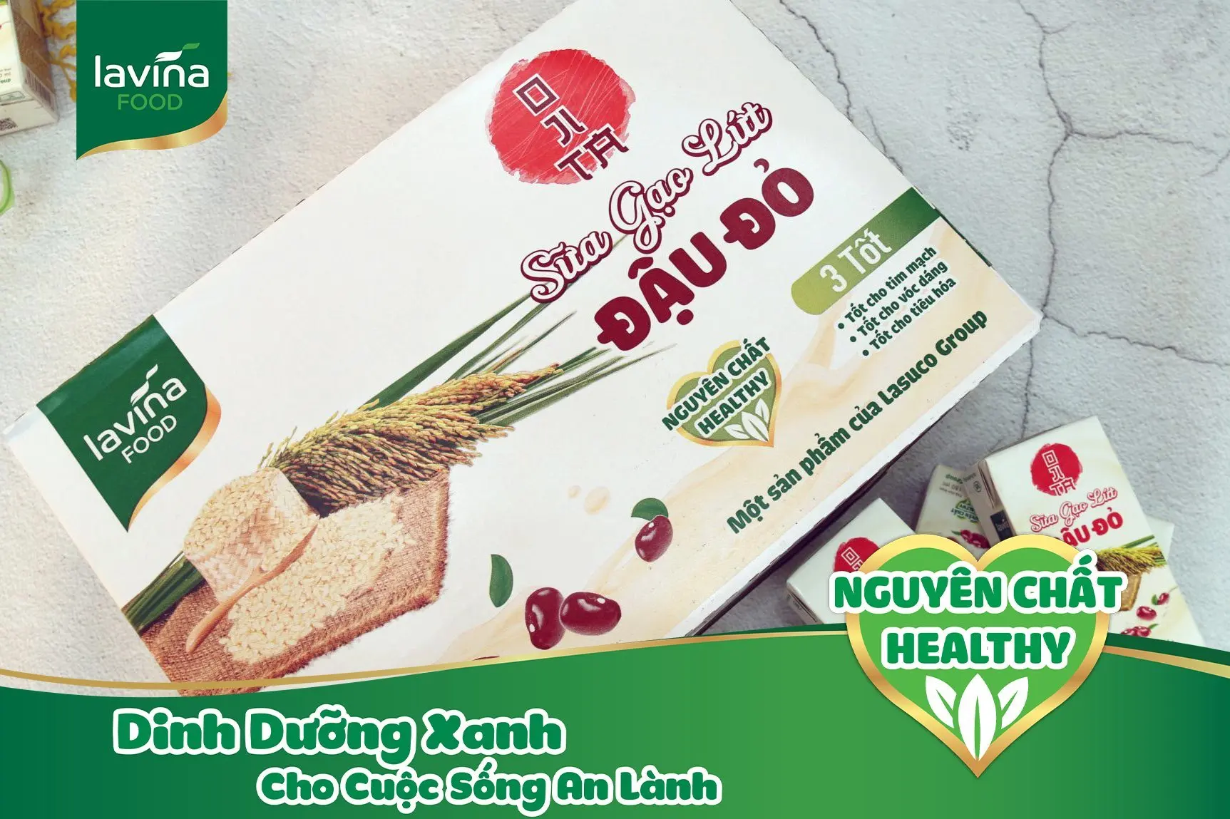 Natural UHT  Nutrient Beverage Brown Rice Milk Red Bean Plant-Based Milk 180Ml Box Wholesales Vietnam Origin