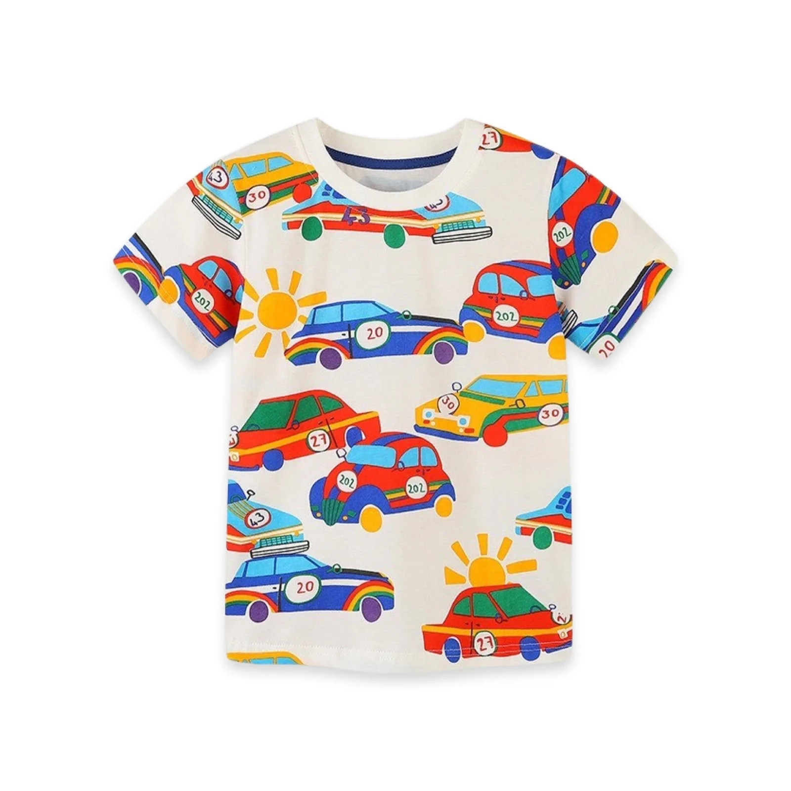 Toddler Clothes 2-8 Years t-shirts for boys Short Sleeve Children Top Cartoon Car Print kids tshirt