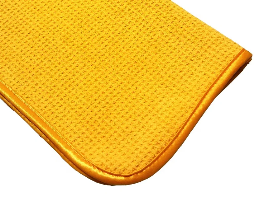 OEM Made in Korea 320gsm Blue Waffle Drying Towel Korean Woven Terry 60x90cm with Soft Taping Power Quick Absorption