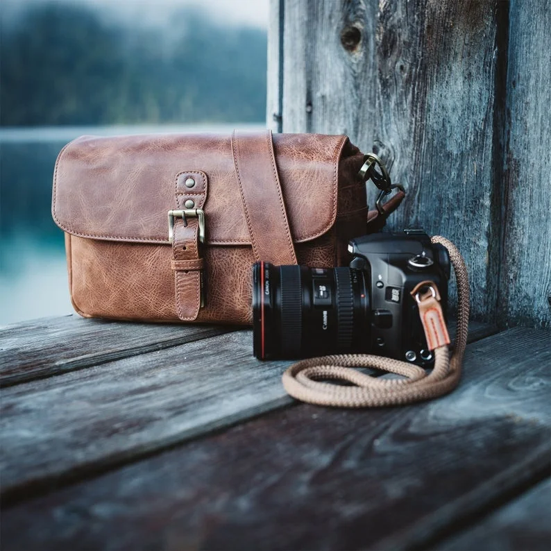 Classic Fashion Vintage Style Real Leather Camera Messenger DSLR Bag Genuine Leather Camera Bag
