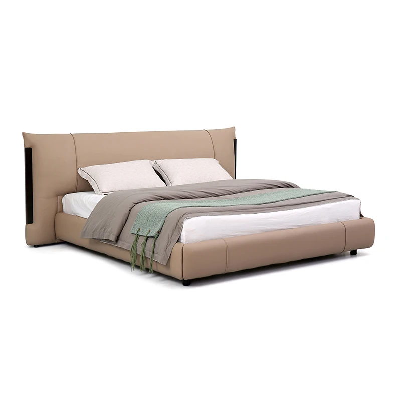 Minimalist Style King Size Leather Bed Set Modern Fully Upholstered Double Queen Size Bed
