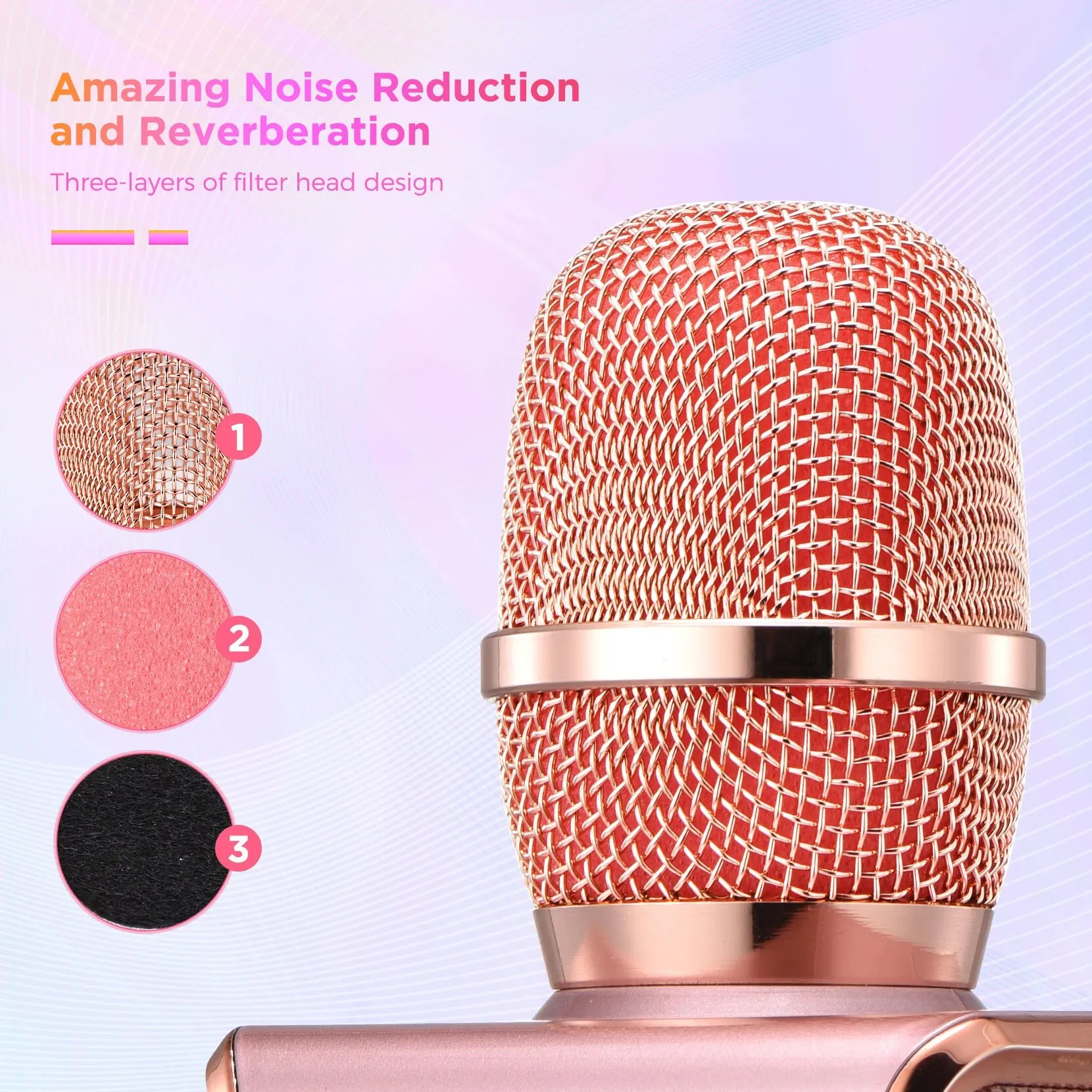 Customized Karaoke Microphone Blue-tooth Portable Wireless Home Party Singing Machine Speaker Record for Kids Microfon