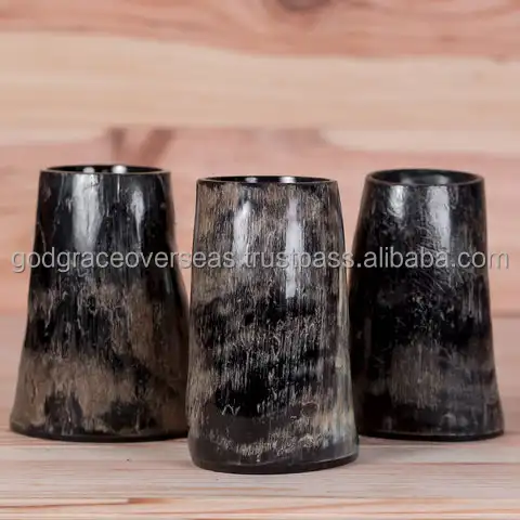 High Quality Viking Horn Glass Drinking Horn Glass Coffee Glass With Resin Base Viking Horn From India