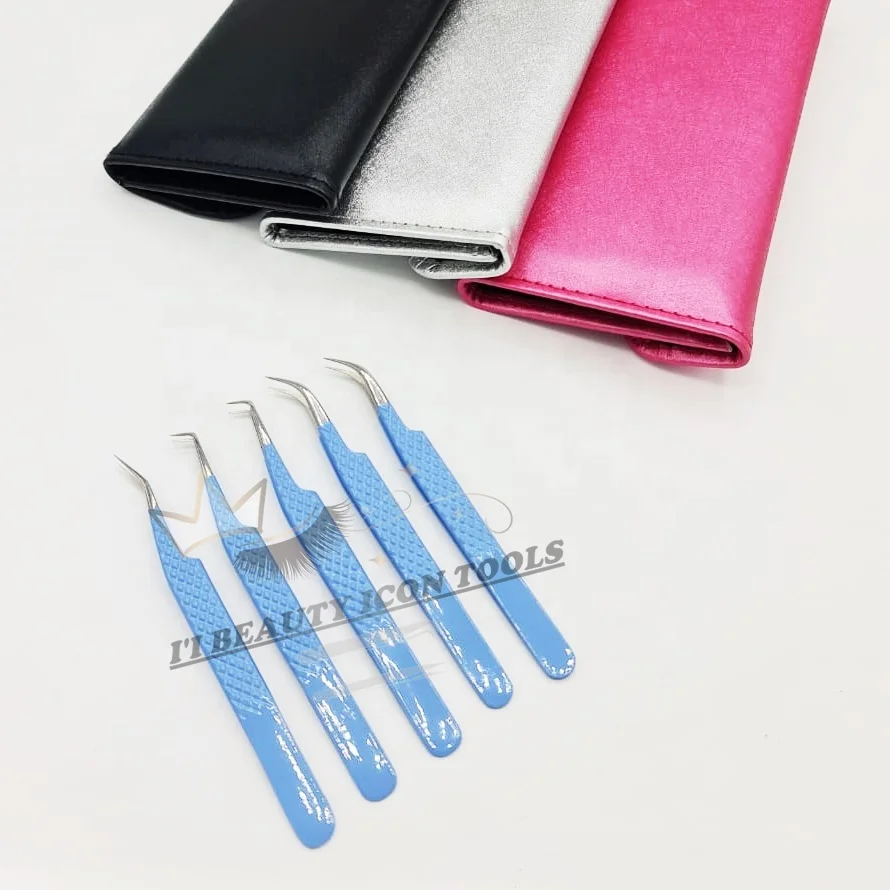 Eyelash Tweezers for Lashes Extension Custom Logo Light Weight Stainless Steel Diamond Grip Hot Selling Product In Market