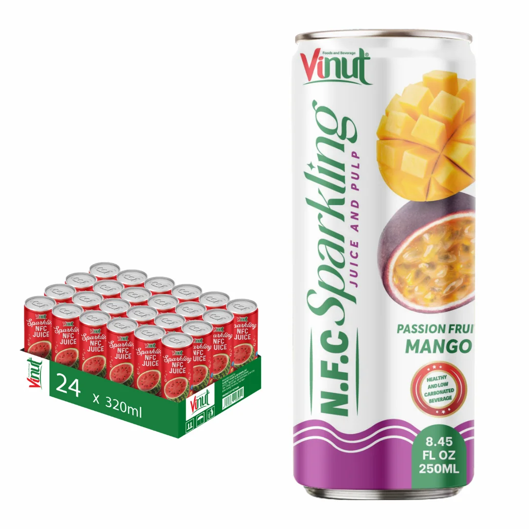 Private Label Customization 250ml Sparkling Passion Mango Juice Drink - VINUT Vietnam Factory, OEM/ODM, Free Sample, Great Price