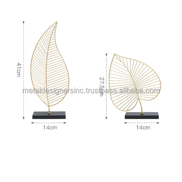 S/2 Gold Leaf w/ black marble block base Showpiece ball Sculpture Home Office Desk Living Room Table Decor Decorative Gift Item