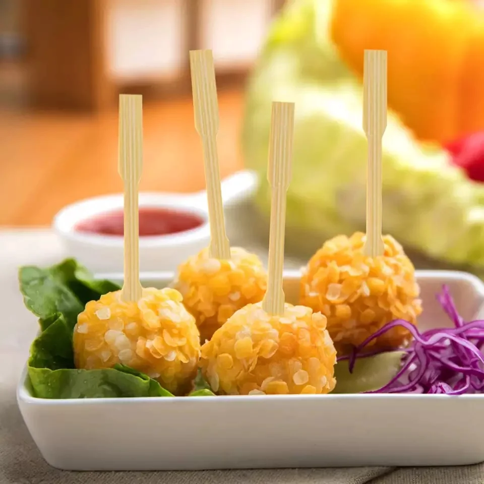 Disposable Barbecue Eco-friendly Bamboo Fruit Forks Fruit Skewer Kids Fruit Fork