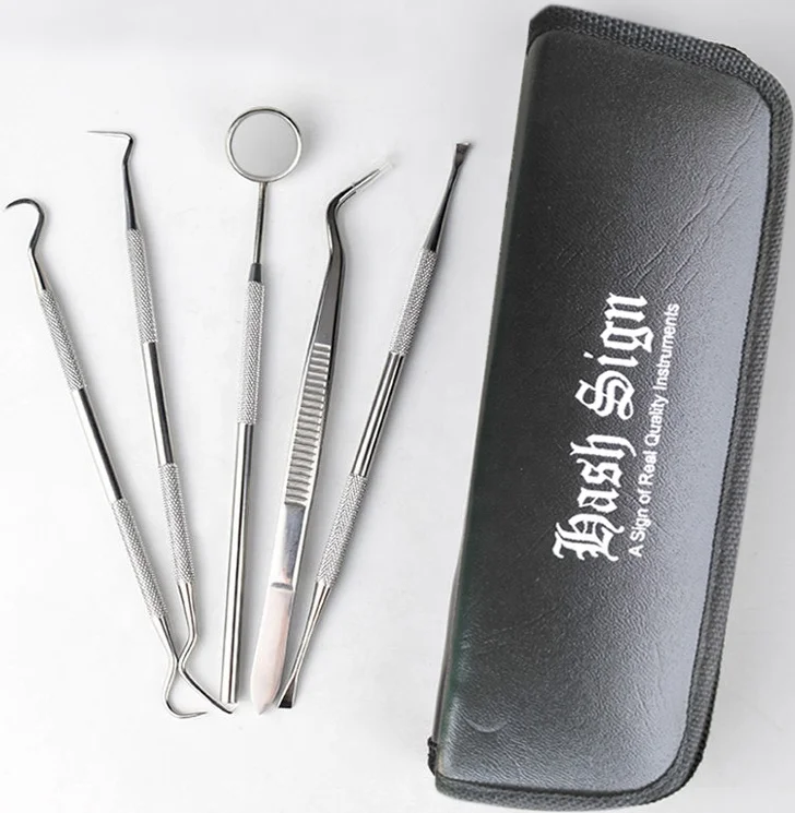 Набор инструментов для чистки полости рта набор из 5 стоматологических зубов ухода за полостью зубочистка зубной зеркальный зонд