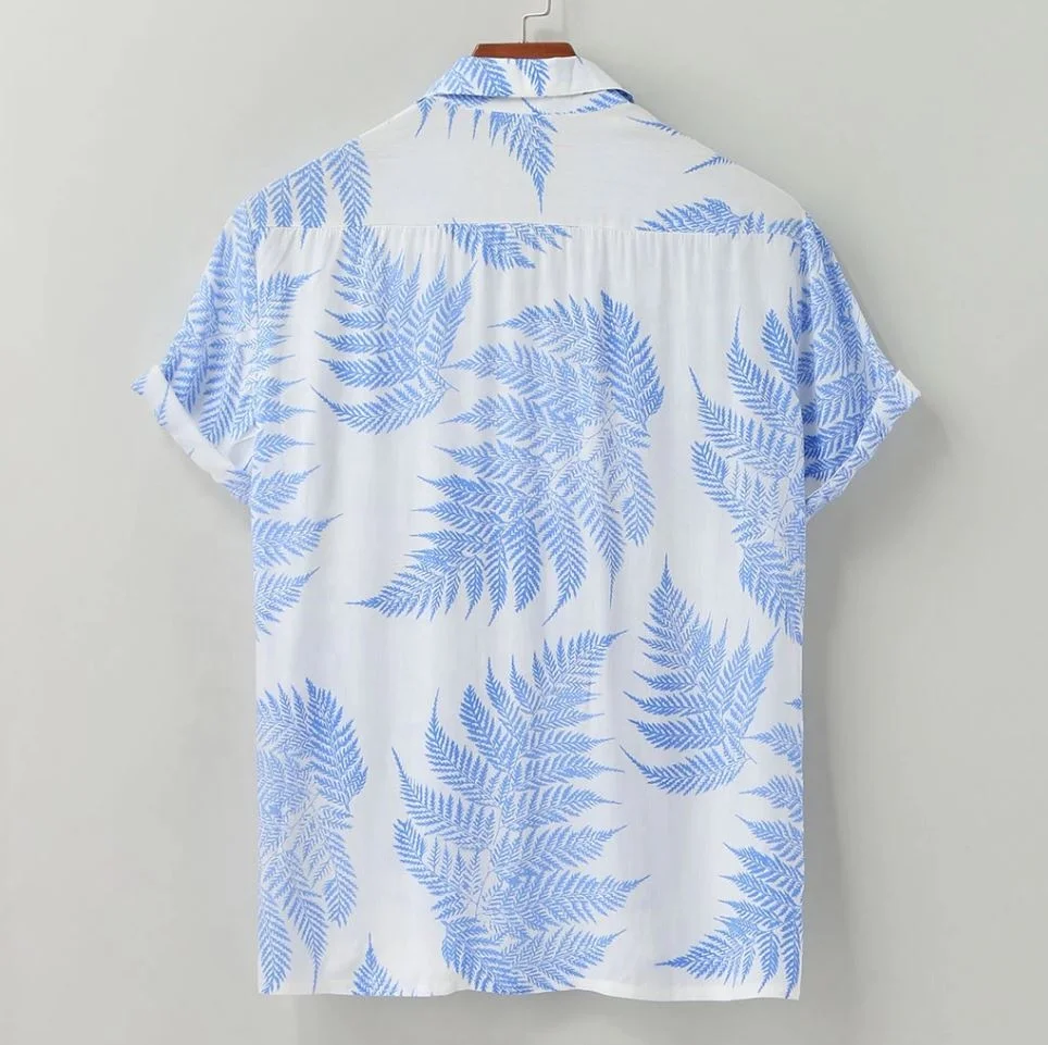 New Stripe Shirts Men Cotton Linen Print Short Sleeve Button Shirt Blouse Top Mens Fashion Vintage Clothing