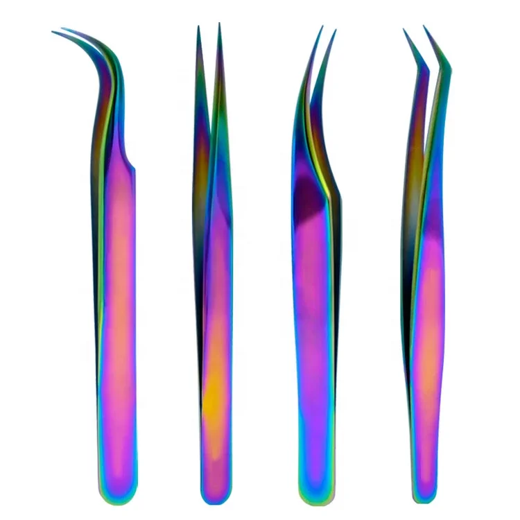Sialkot Made Eyelash Tool Rainbow Steel Slant Tip Beauty Eyebrow Tweezers Hair Remover Clip Makeup Tool By Germed Enterprises