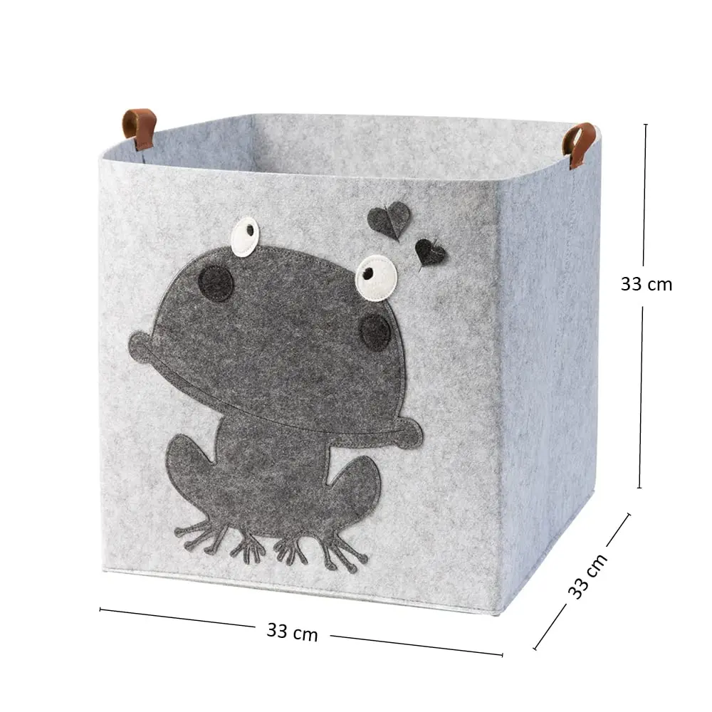 Upin 33cm frog cartoon Felt Eco Friendly Foldable Collapsible Fabric Cube Storage Box basket for children