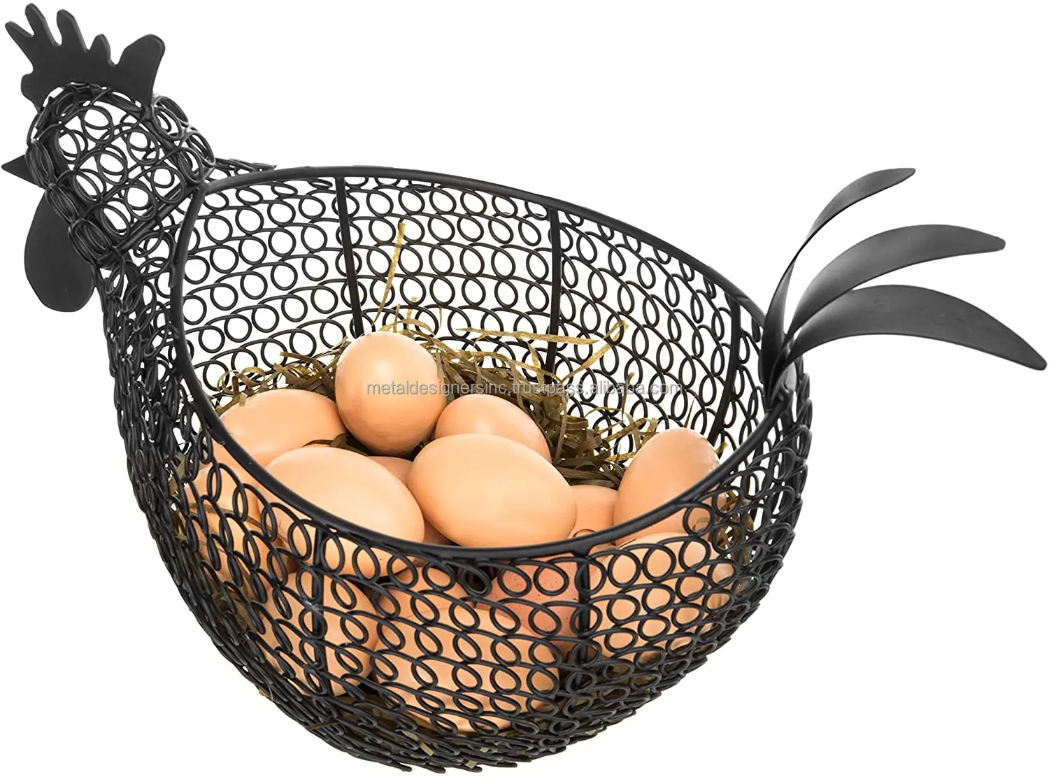 Black Metal Wire Chicken-Shaped Egg Storage Basket tableware and kitchenware black eggs holder