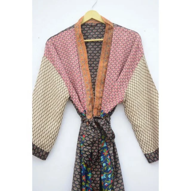 Night Wear Suit Maxi Dress Wrap Dress Swim Cover Up Dressing Gown Vintage style Bath Robe Long Silk Kimono For Women